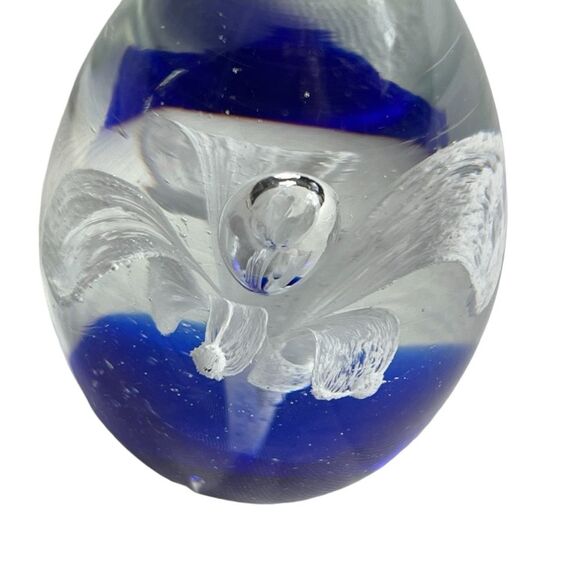 Egg Shaped Flower Bubble Glass Paperweight Collectibles - Picture 4 of 6
